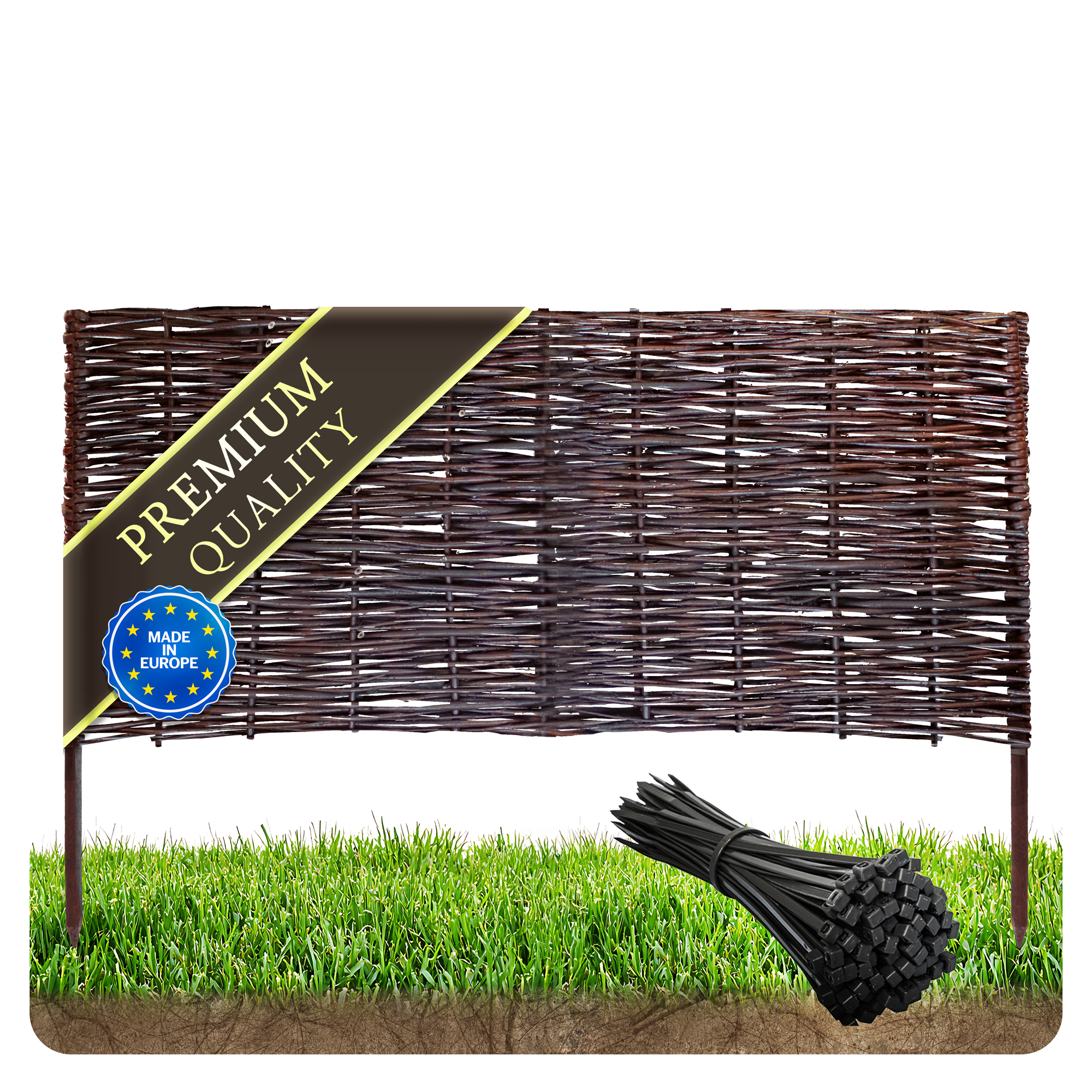 Premium Imprägnierte Beetbegrenzung aus Weide – Gartenzaun & Beeteinfassung