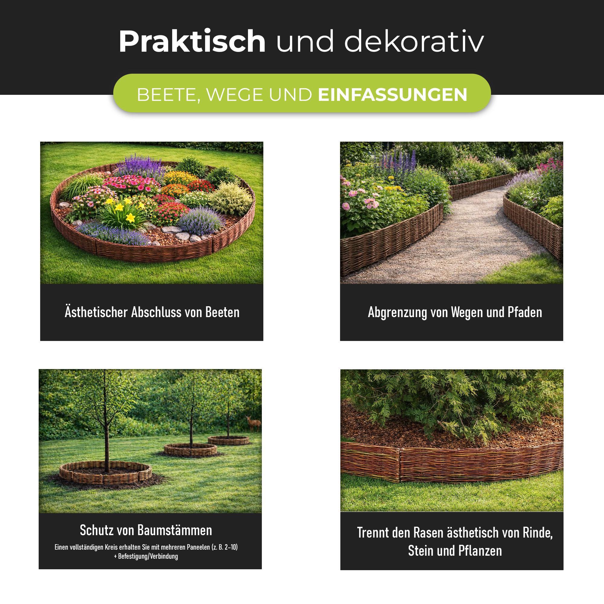 Beetbegrenzung aus Weide – Natürliche Beeteinfassung für den Garten