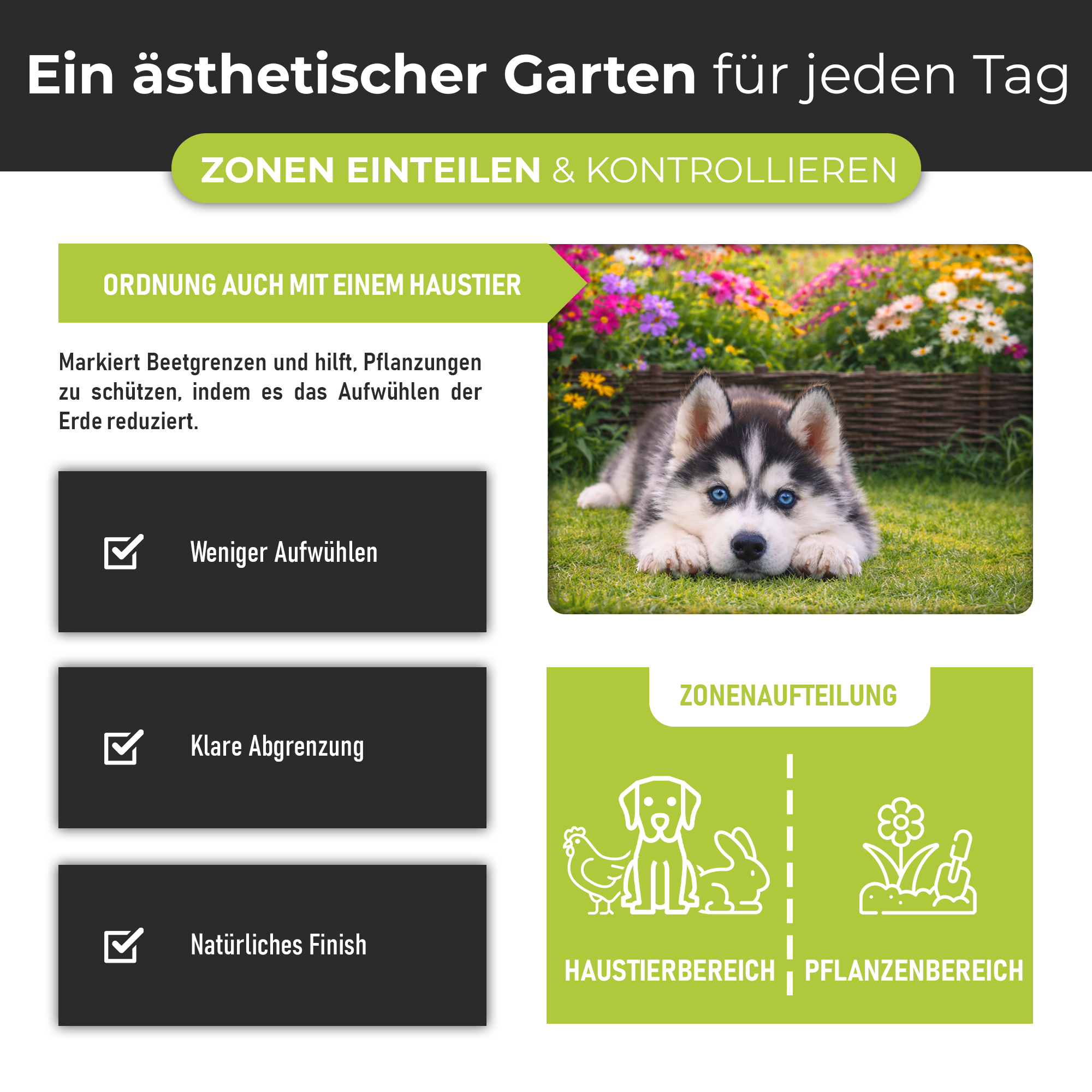 Premium Imprägnierte Beetbegrenzung aus Weide – Gartenzaun & Beeteinfassung