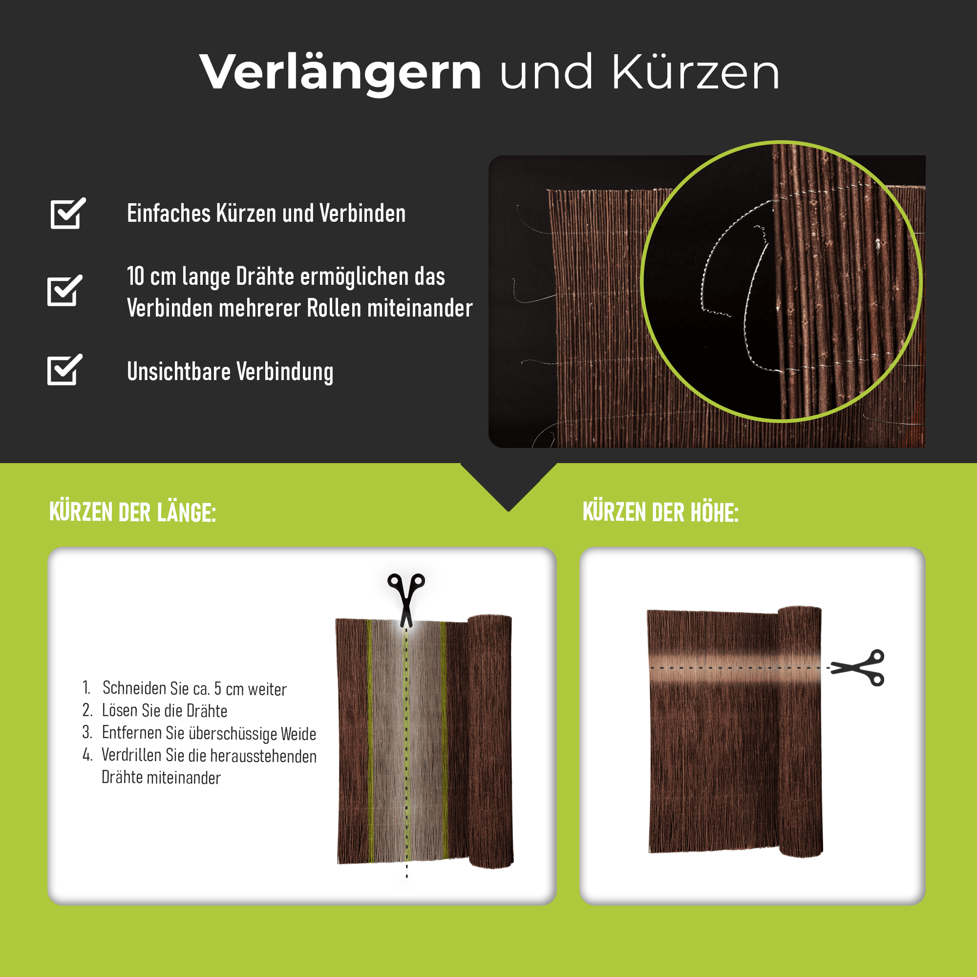 Premium Imprägnierte Weidenmatte – Sichtschutz für Garten, Balkon & Terrasse