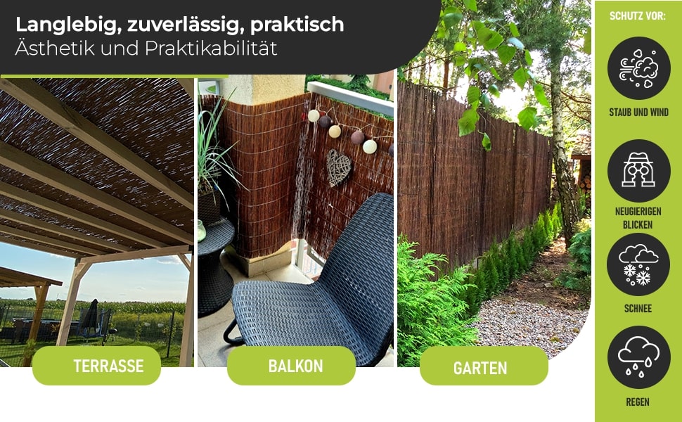 Weidenmatte Sichtschutz – Natürlicher Wind- & Sonnenschutz für Garten, Balkon & Terrasse